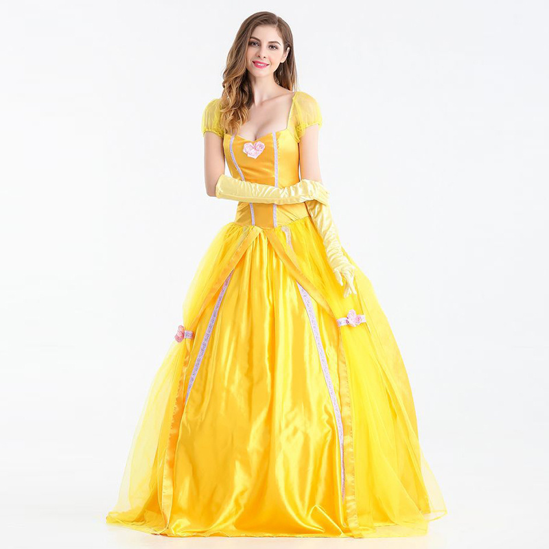 New Fashion Women Halloween Girls Cosplay Princess Bale Beauty and the Beast Nightclub Queen Long Dress Party Costumes Dresses