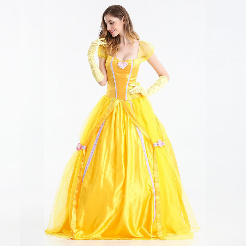 New Fashion Women Halloween Girls Cosplay Princess Bale Beauty and the Beast Nightclub Queen Long Dress Party Costumes Dresses