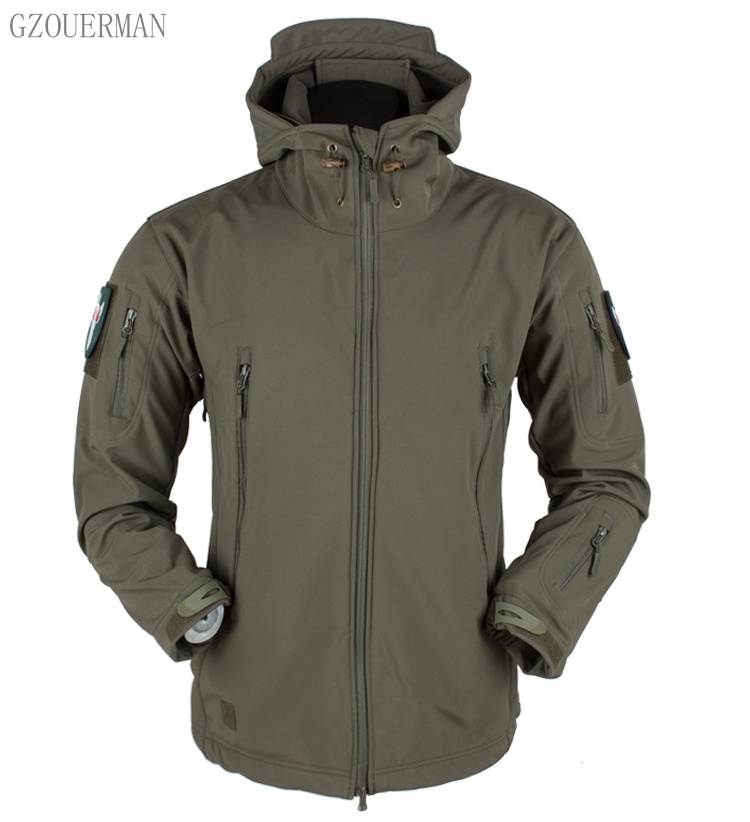 New fashion men autumn winter windproof waterproof breathable warm pockets fleece inner coat long sleeve outdoor jacket