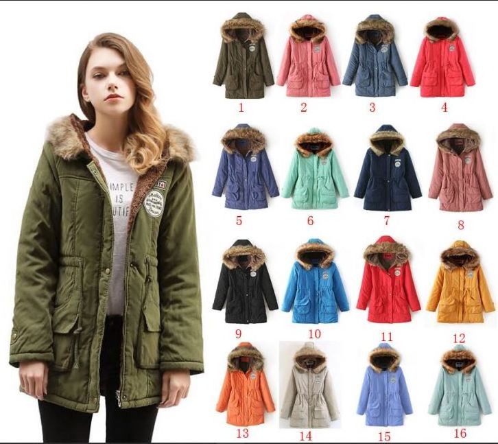 Wholesale Women Fashion S-XXXL Warm Long Coat Winter Fur Hooded Padded Jacket Women's Yellow Blazer Parka Hoodie Coat