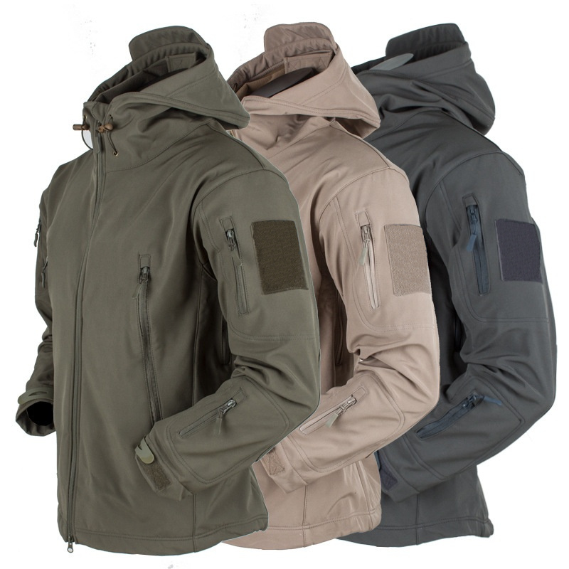 New fashion men autumn winter windproof waterproof breathable warm pockets fleece inner coat long sleeve outdoor jacket