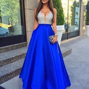 Wholesale New Fashion Women Sexy V-neck Translucent Long Sleeve Sequin Mesh Long Dress Party Evening Dress