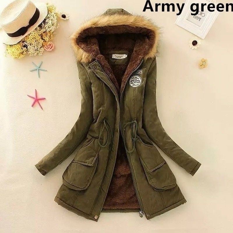 Wholesale Women Fashion S-XXXL Warm Long Coat Winter Fur Hooded Padded Jacket Women's Yellow Blazer Parka Hoodie Coat