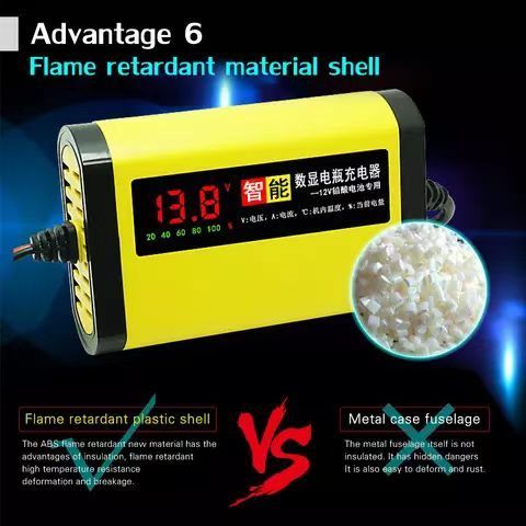 Car 12V Motorcycle Battery Charger 2A Full Automatic 3 Stages Lead Acid AGM GEL Intelligent LCD Display Charging Car Accessories