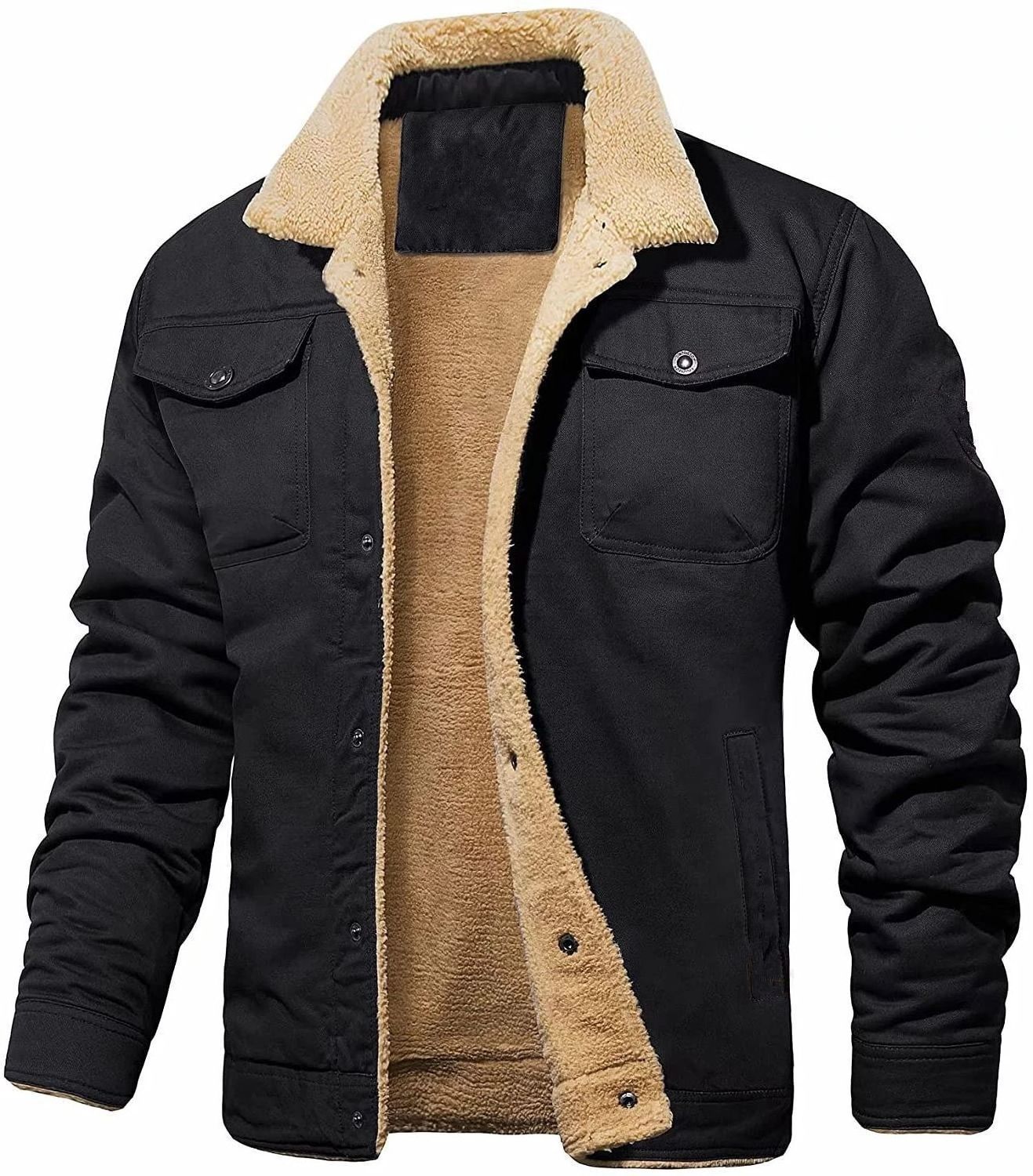 2023 Winter Man's Cotton Cargo Casual Jacket Fleece Thicken Jackets New Winter Warm Man Jacket