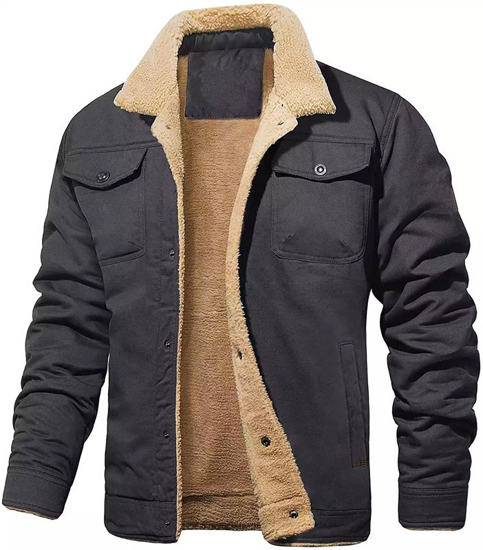 2023 Winter Man's Cotton Cargo Casual Jacket Fleece Thicken Jackets New Winter Warm Man Jacket