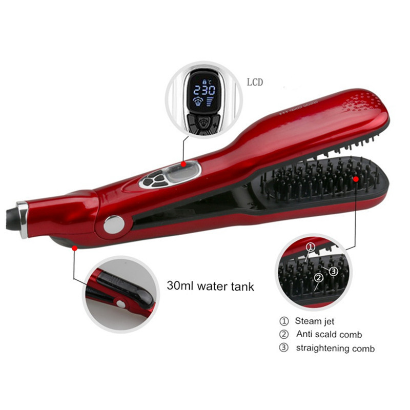 electric professional fast steam hair straightener straightening brush with temperature control