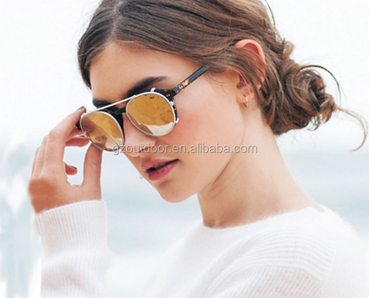 1509 fashion flip detachable round sunglasses, custom clamshell mypia double goggles, wholesale outdoor protect eyes sun shades