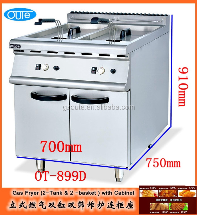 Stainless Steel Commercial Gas Chicken & Fish Fryer (2-Tank & 2-Basket) With Cabinet manufacturer