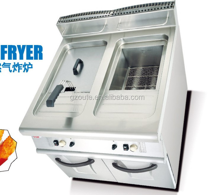 Stainless Steel Commercial Gas Chicken & Fish Fryer (2-Tank & 2-Basket) With Cabinet manufacturer