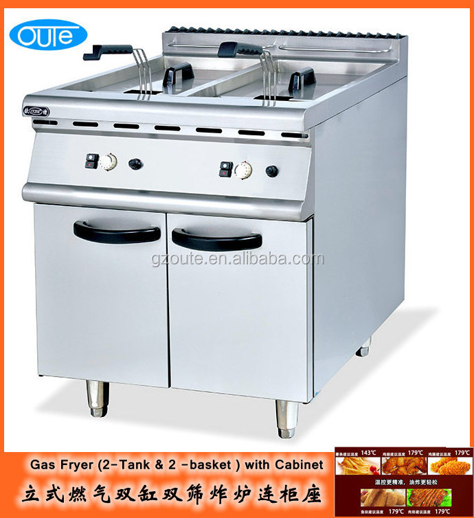 Stainless Steel Commercial Gas Chicken & Fish Fryer (2-Tank & 2-Basket) With Cabinet manufacturer