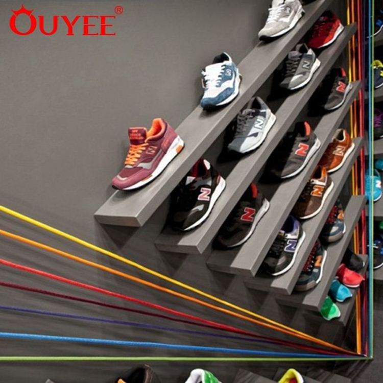 Cool Shop Design Shoe Wall Shelf With Special Decoration Idea