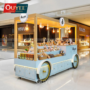 Customized Cabinets Counter Display Racks Mall Kiosk Design Event Candy Cart Dessert Cart For Sale