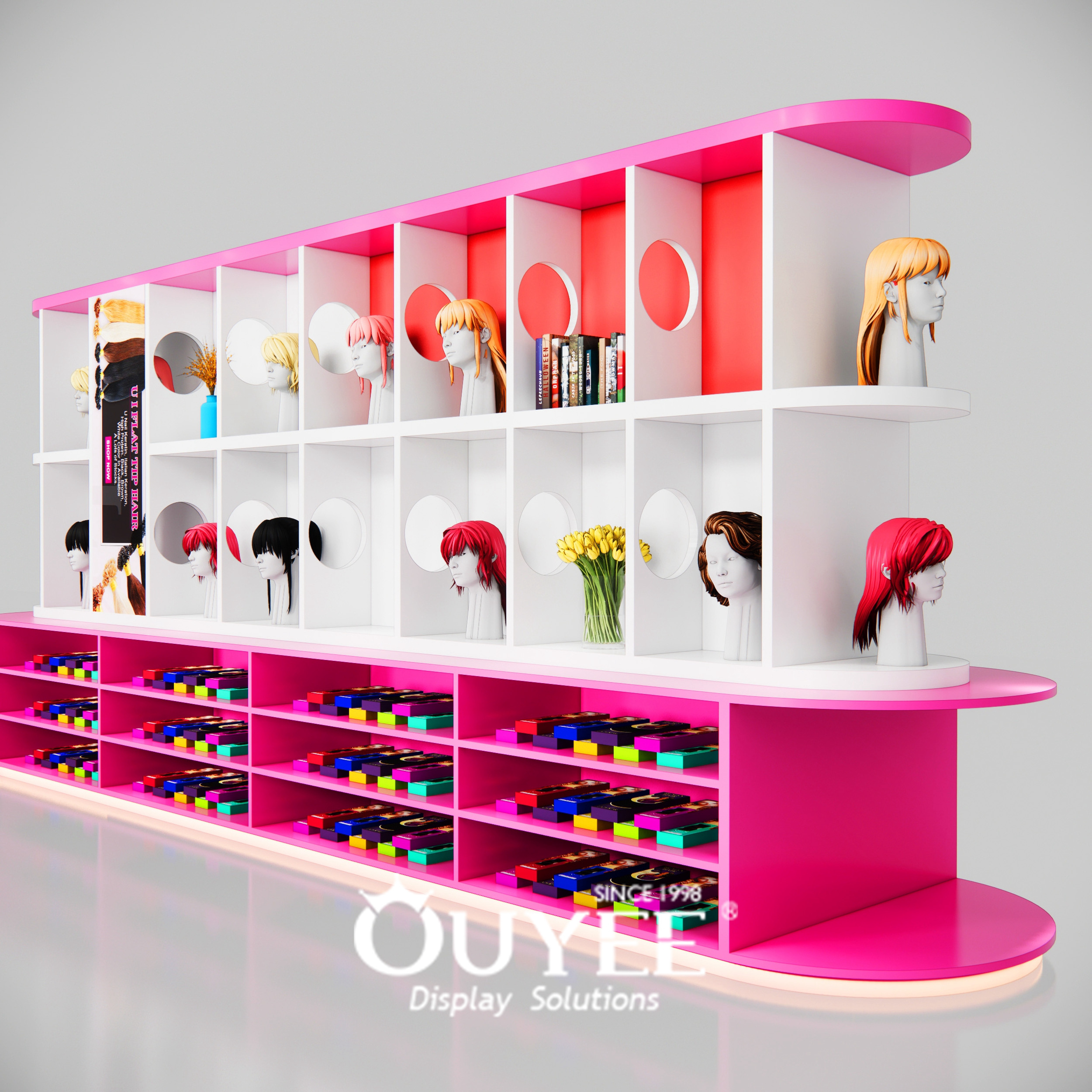 Custom high-end display stand Wig Shop Shelf Hair Display Showcase Salon Interior Design Counter