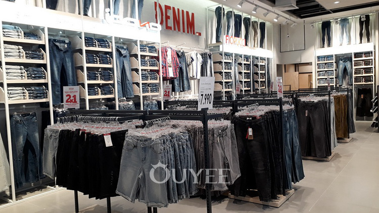 Modern Clothing Shop Furniture Design Simple Metal Clothing Hanging Display Jeans Display Rack Stainless Rack For Clothes Store