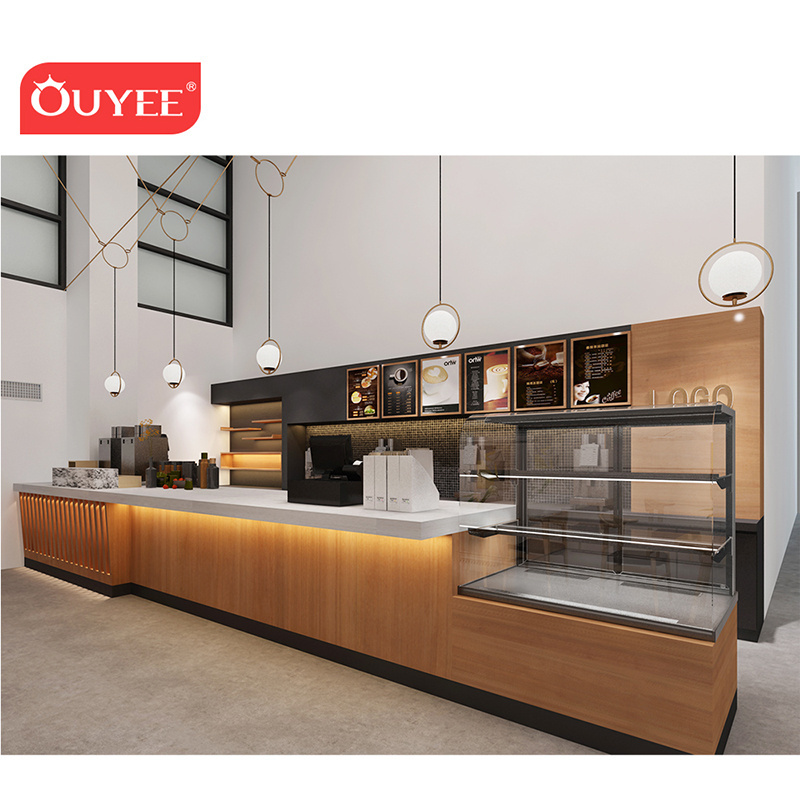 Modern coffee shop interior design glass Display cabinet decoration cabinets store Bar furniture Design cafe counter