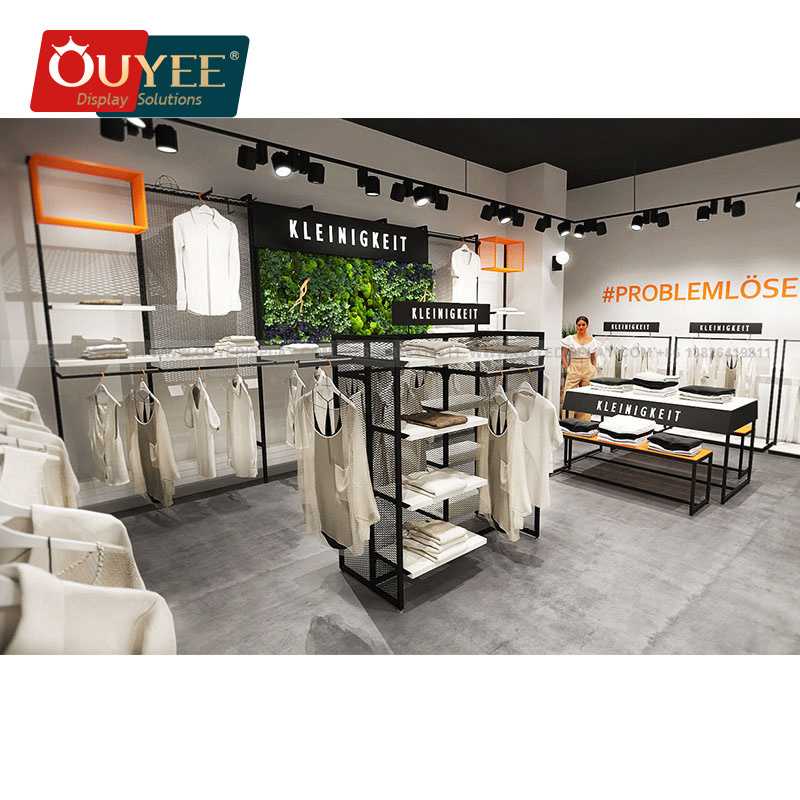 Retail Clothing Store Fixtures Display Showcase Clothes Stands Stainless Display Racks for Clothing Store