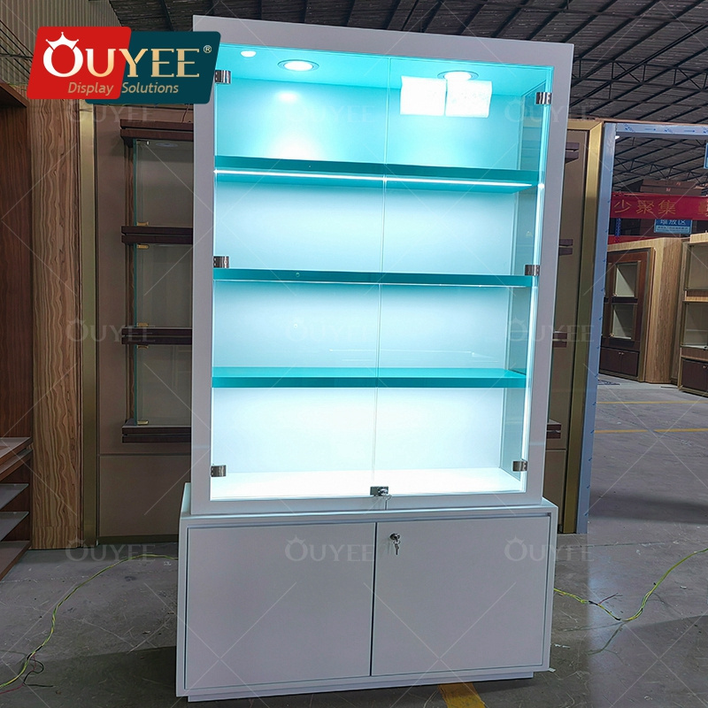 High End Smoke Shop Supplies Display Furniture Led Light Smoke Shop Wooden Shelves Tobacco Display Cases Tobacco Display Cabinet