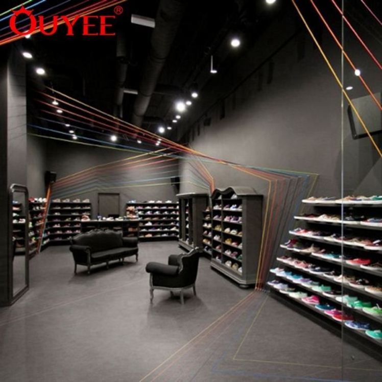 Cool Shop Design Shoe Wall Shelf With Special Decoration Idea