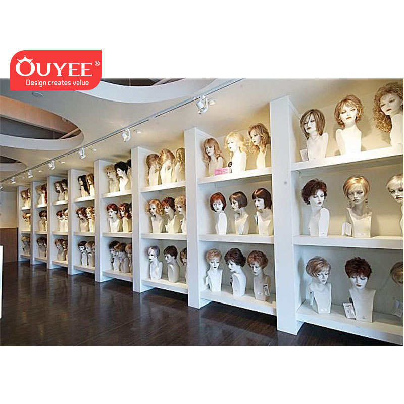 Modern Custom Wig Store Design Hair Extension Display Shelf Showcase Furniture Wig Display Rack For Sale