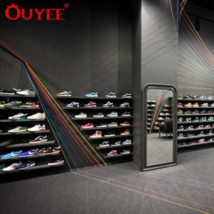 Cool Shop Design Shoe Wall Shelf With Special Decoration Idea