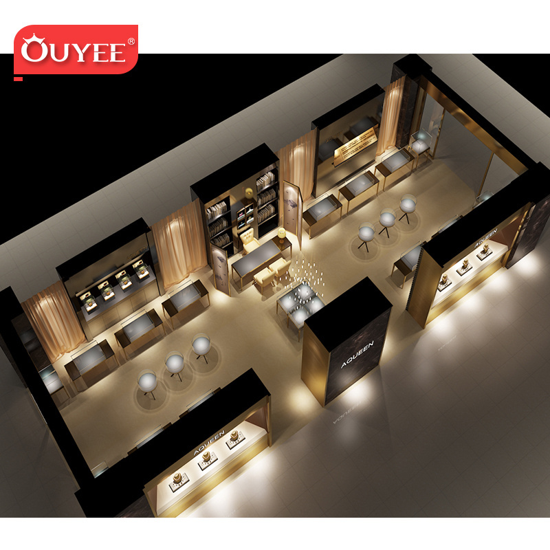 Luxury Jewelry Showcase Custom 3D Design Jewelry Furniture Jewellery Display Cabinet 3D Decor Design For Jewelry Store