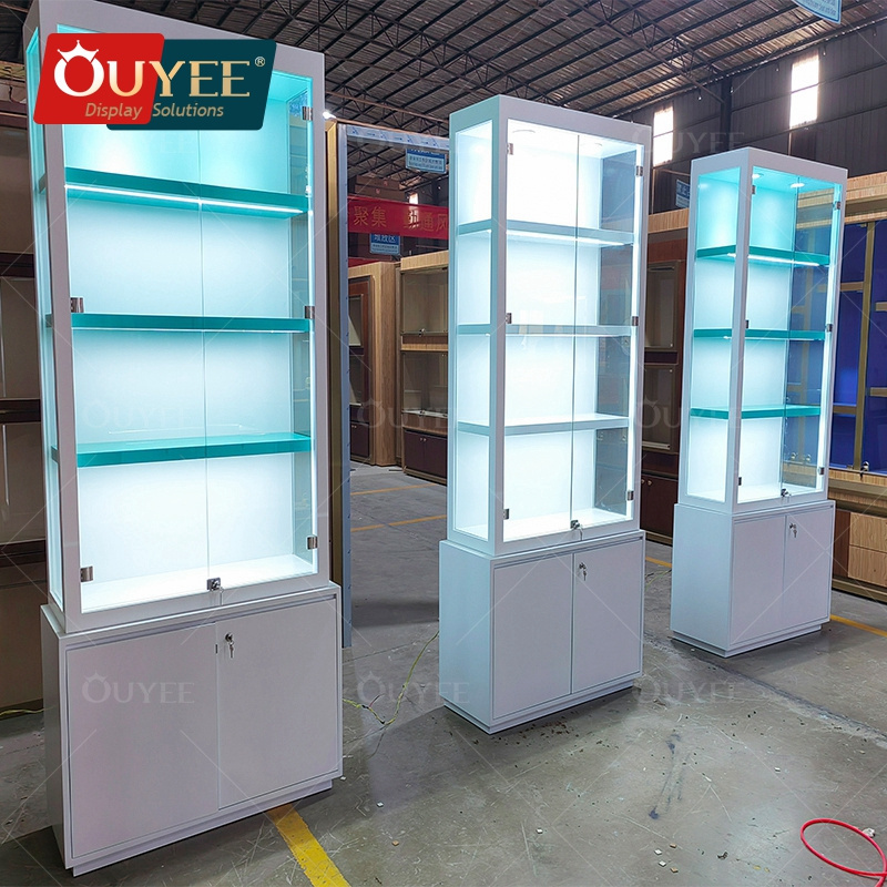 High End Smoke Shop Supplies Display Furniture Led Light Smoke Shop Wooden Shelves Tobacco Display Cases Tobacco Display Cabinet