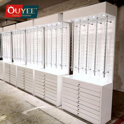 Optical Shop Interior Design Wood Eyewear Cabinet Locking Sunglass Optical Frame Display Cabinet