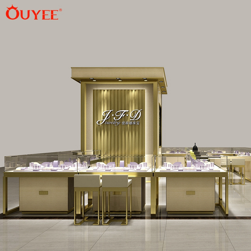 Luxurious Jewelry Display Showcase Jewelry Kiosk Furniture For Sale