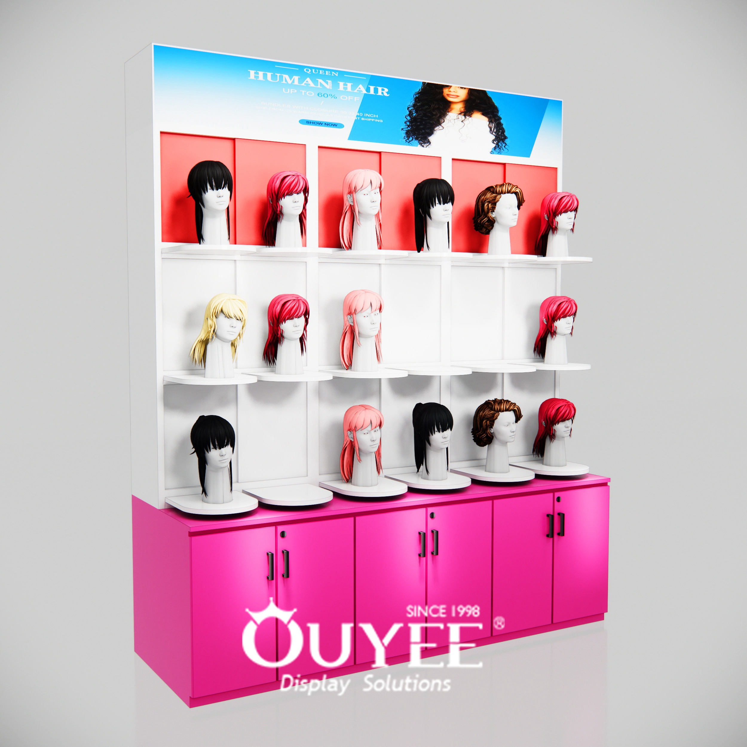 Custom high-end display stand Wig Shop Shelf Hair Display Showcase Salon Interior Design Counter