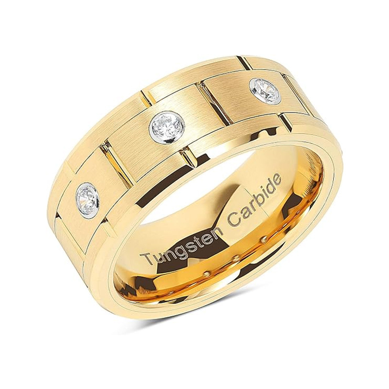 Custom Tungsten Wedding Bands 24K Gold Jewelry Mens Diamond Rings Gold Stone Rings For Men