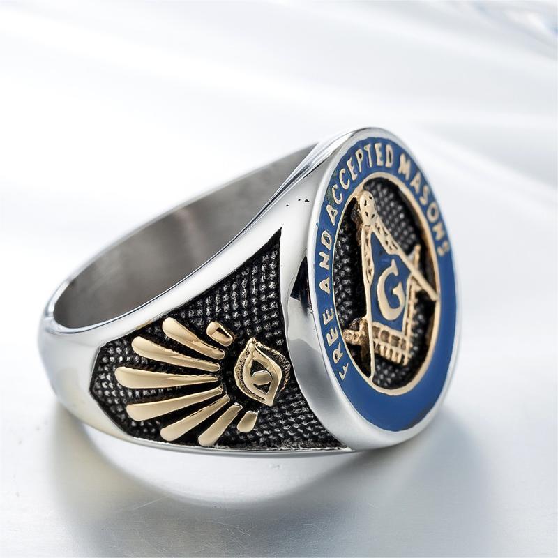 Hot sale Stainless Steel Masonic Ring Titanium steel ring Mens Freemasonry Rings Hip Hop Jewelry