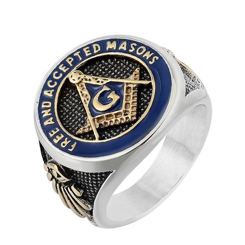 Hot sale Stainless Steel Masonic Ring Titanium steel ring Mens Freemasonry Rings Hip Hop Jewelry