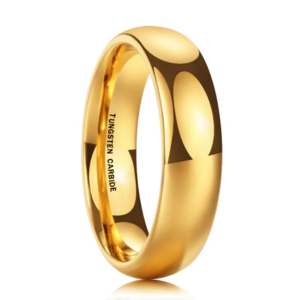 Wholesale Custom High Polished Minimalist Jewelry 18k Gold Plated Simple Blank Tungsten Carbide Steel Ring For Men Women