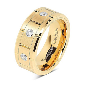 Custom Tungsten Wedding Bands 24K Gold Jewelry Mens Diamond Rings Gold Stone Rings For Men