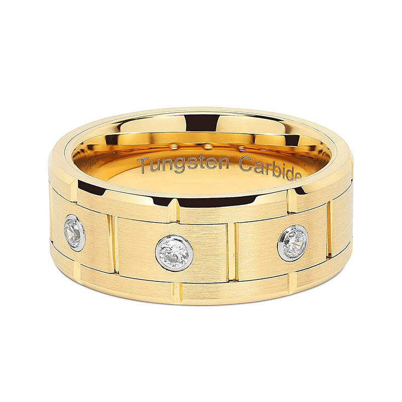 Custom Tungsten Wedding Bands 24K Gold Jewelry Mens Diamond Rings Gold Stone Rings For Men