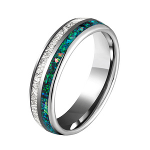 Fashion wholesale price tungsten galaxy opal rings for men engraving tungsten ring Jewelry