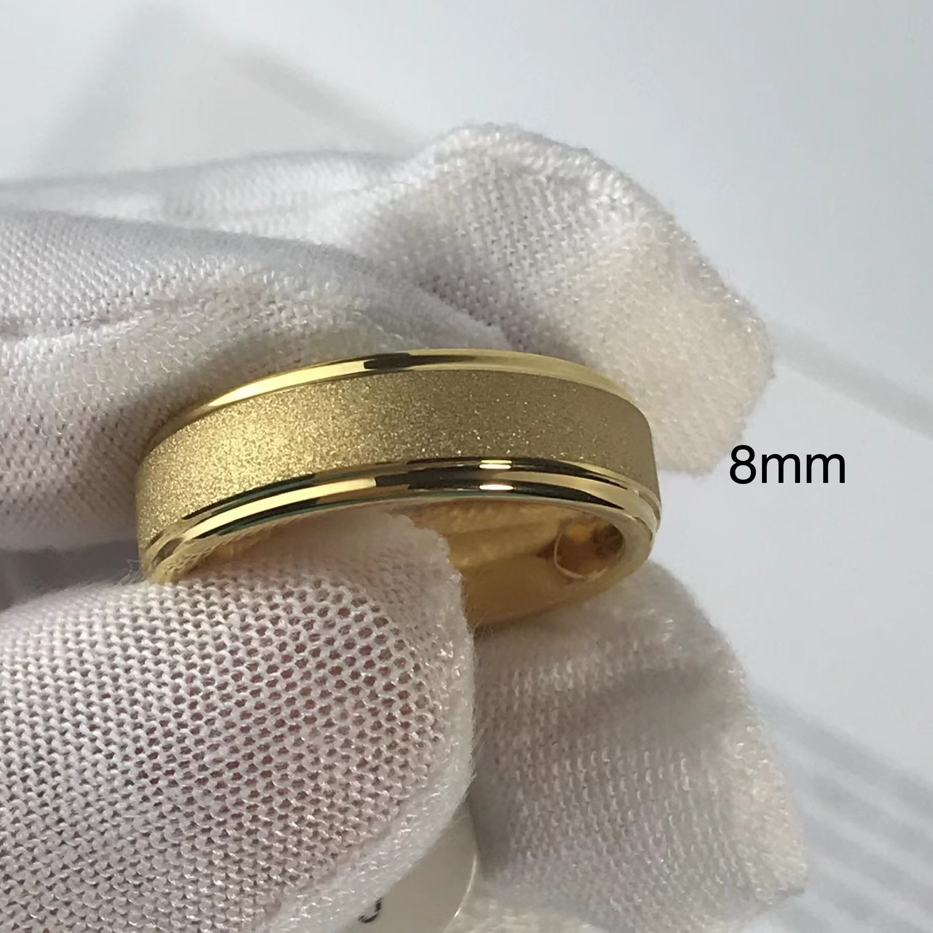 Wholesale Gold Plated PVD Sandblasted 8mm Tungsten Ring For Men Women Engagement Wedding Band Domed Comfort Fit