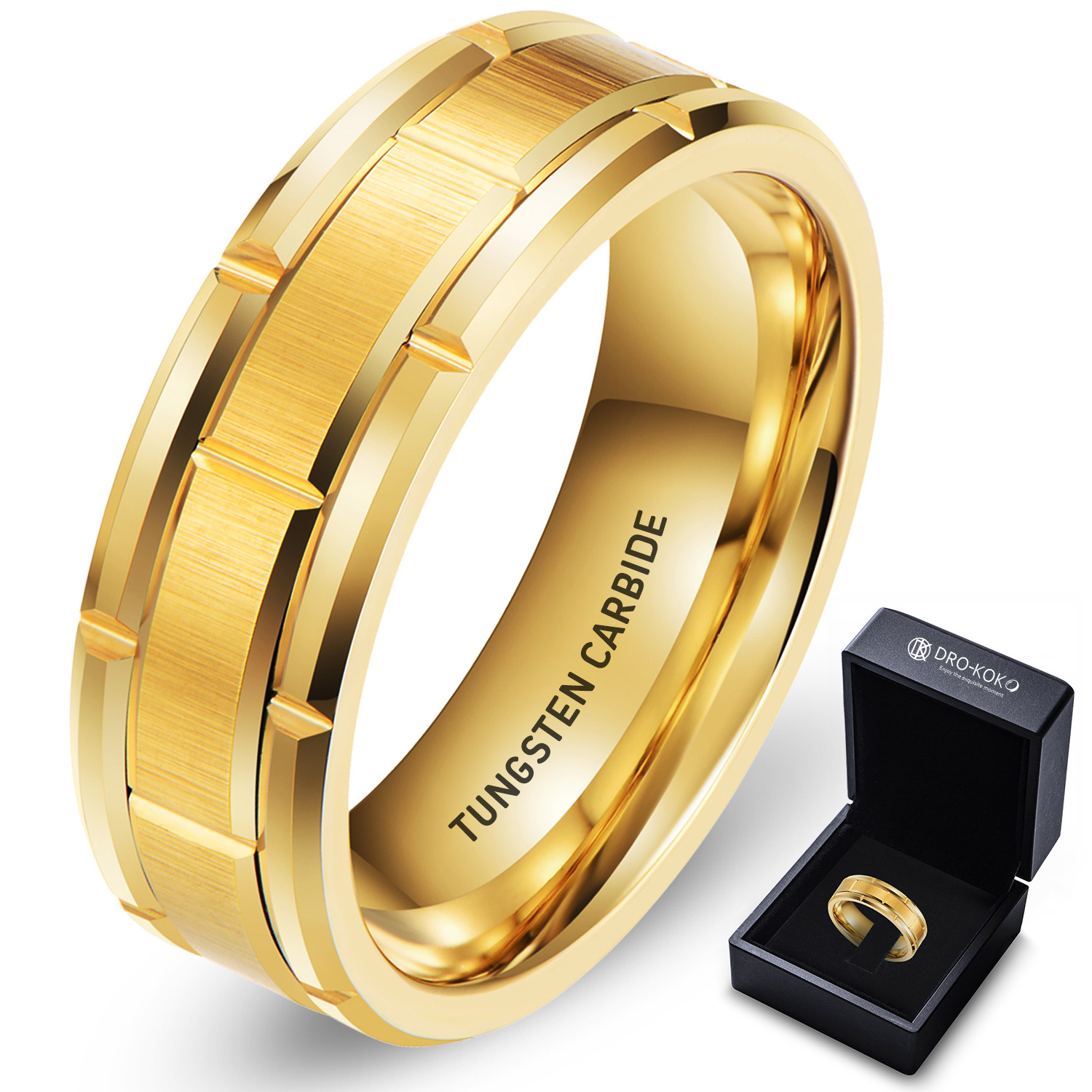 Newest Design Eternity 8mm His And Her Set Gold 18k couple Tungsten Ring wedding rings couple set