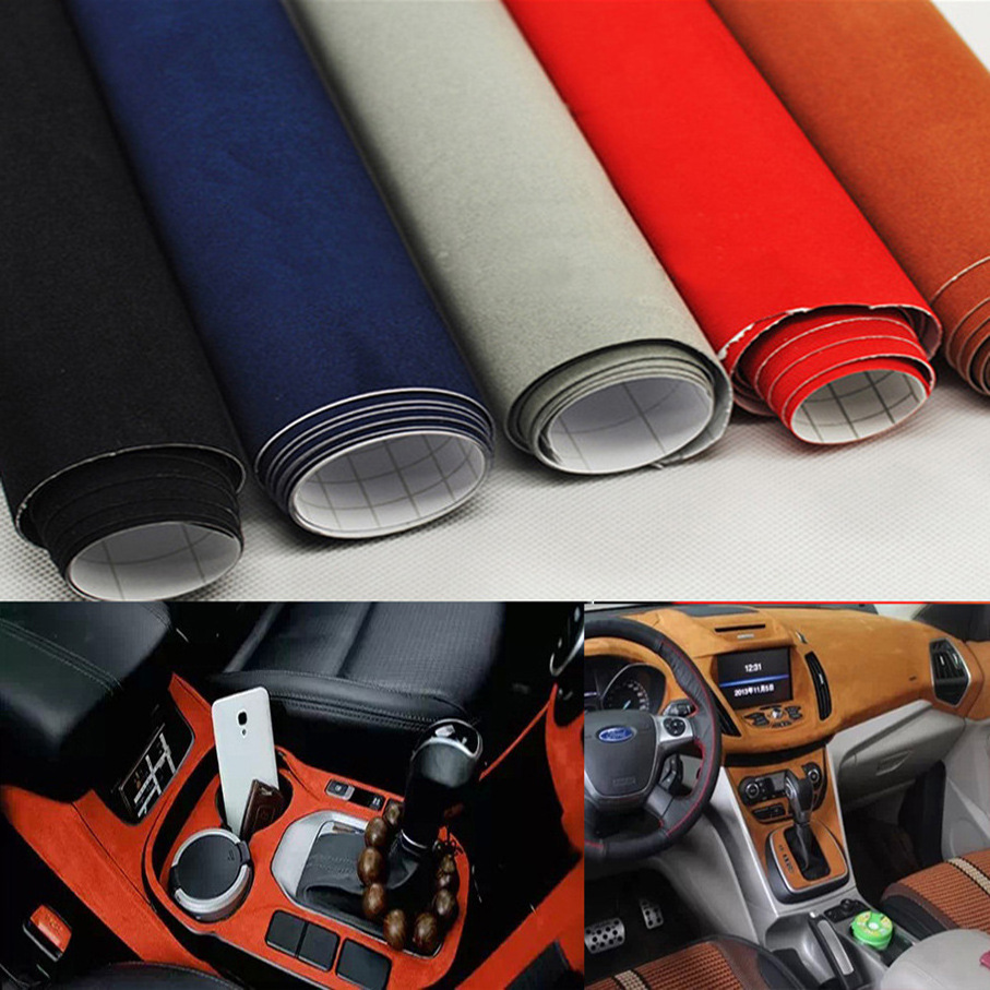 Car Decoration Self-adhesive Vinyl Rolls Car Wrap Film Black Velvet Fabric Black Suede Film 1.52*15m Suede Car Wrap