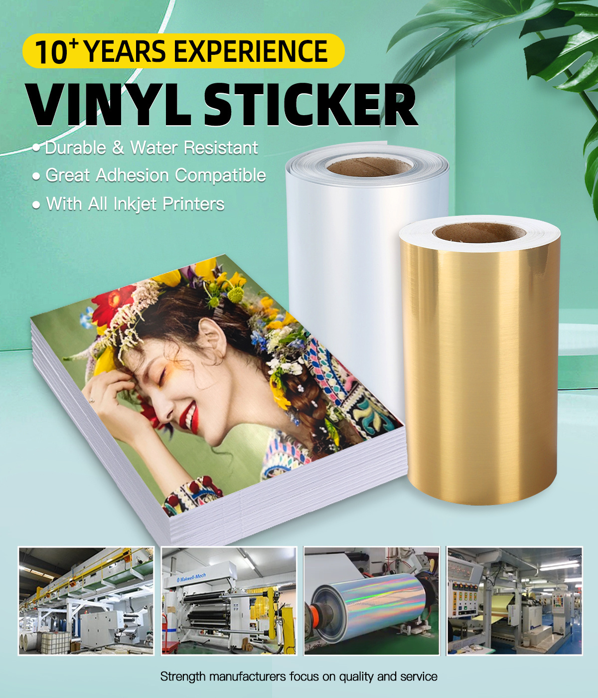 A0 Sticker Paper Self Adhesive A3 A4 Waterproof Printable Vinyl Sticker Paper Inkjet ...