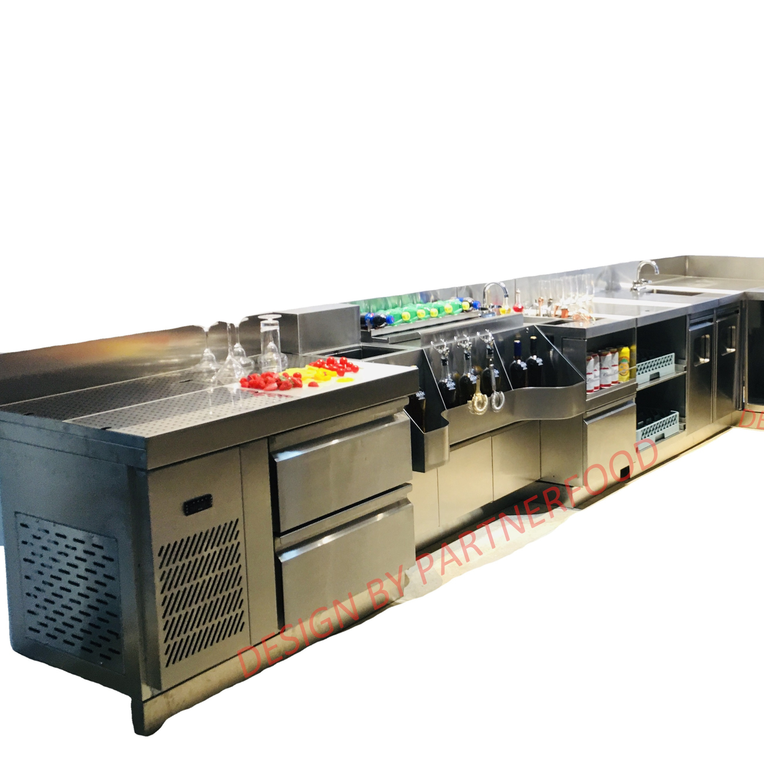 Professional Customization Bar Counter Equipment Stainless Steel Counter Standard Bar Cocktail Station