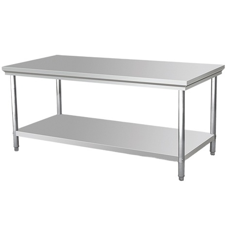 Commercial kitchen two layer stainless steel work table for kitchen engineering