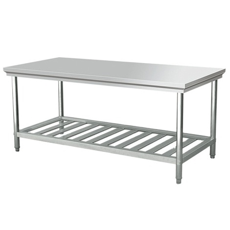 Commercial kitchen two layer stainless steel work table for kitchen engineering