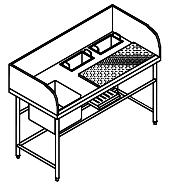 Commercial kitchen stainless steel fish cleaning sink table