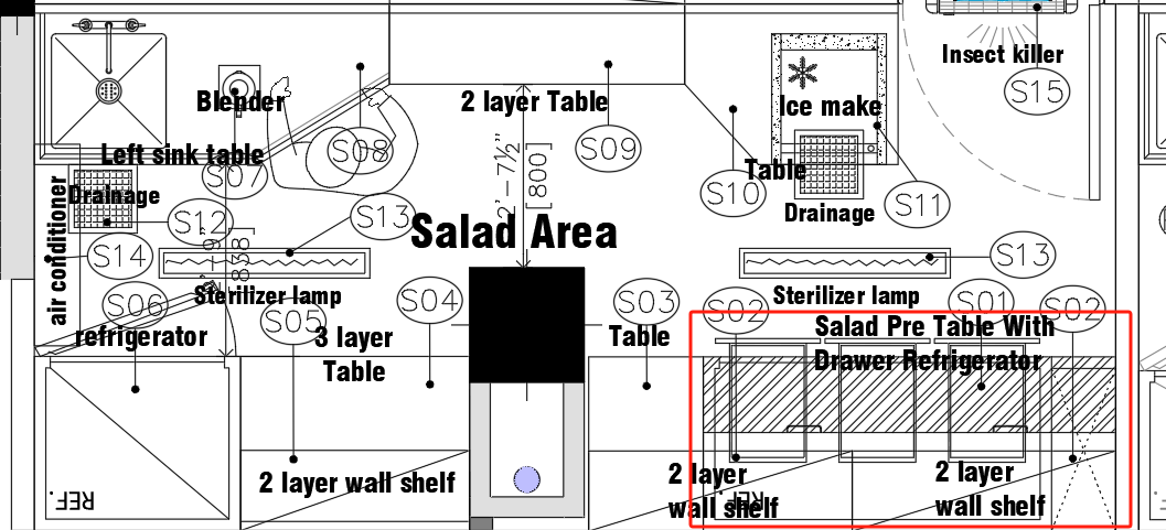 Commercial singe Doors Refrigeration Equipment salad Prep Fridge Under bar counter Sandwich Prep Table