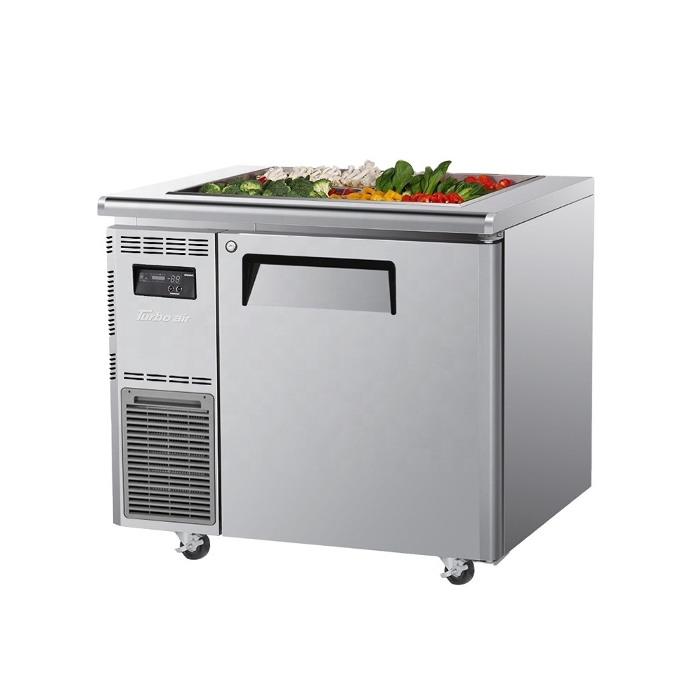 Commercial singe Doors Refrigeration Equipment salad Prep Fridge Under bar counter Sandwich Prep Table