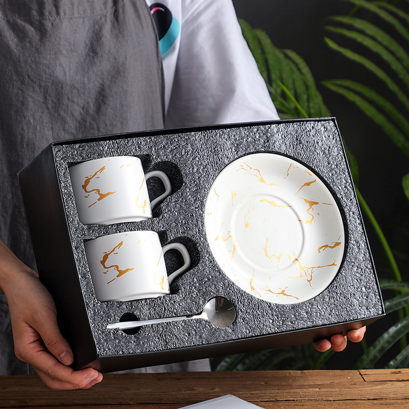 Elite Gold-Embossed Ceramic Latte Art Coffee Cup Set with Saucer  Refined Matte Finish for the Discerning Barista and Cappuccino