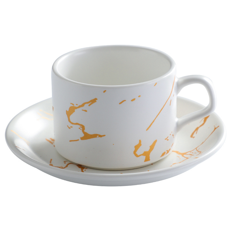 Elite Gold-Embossed Ceramic Latte Art Coffee Cup Set with Saucer  Refined Matte Finish for the Discerning Barista and Cappuccino