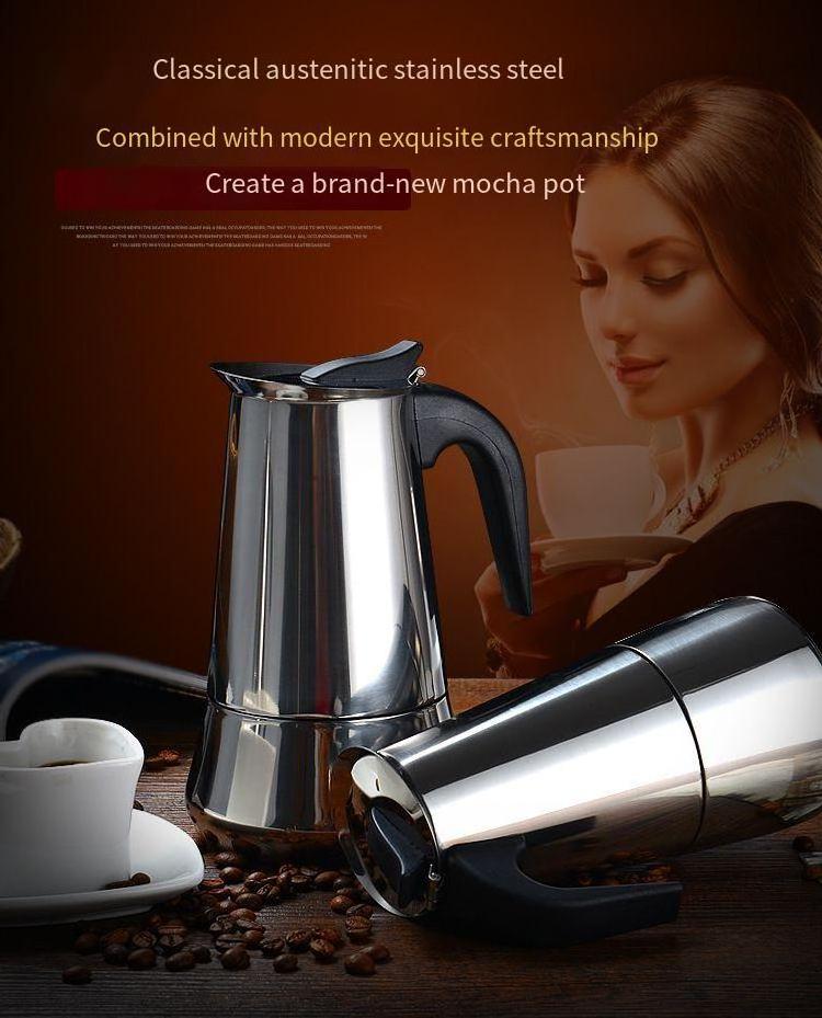 FXL Italian Stovetop Espresso 2/4/6/9 Cup Bialetti High Quality 304 Stainless Steel Moka Coffee Makers Pot for Thailand